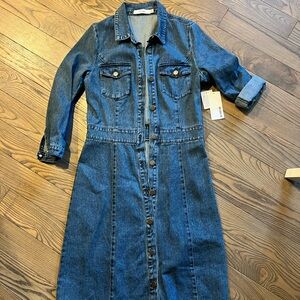 Long sleeve denim button front dress